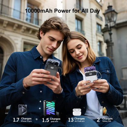 10000mAh Portable Charger with Built-in Cable