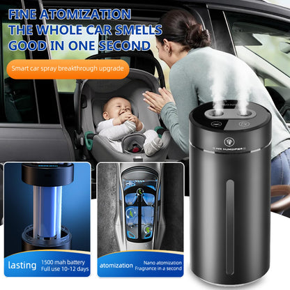 Smart Car Air Freshener,Aromatherapy Scent Diffusers Oils Humidifier,Ultrasonic Atomizer,Adjustable Concentration,Auto On/Off,Built-in Battery,40ml French Natural Fragrance(Gun Color)