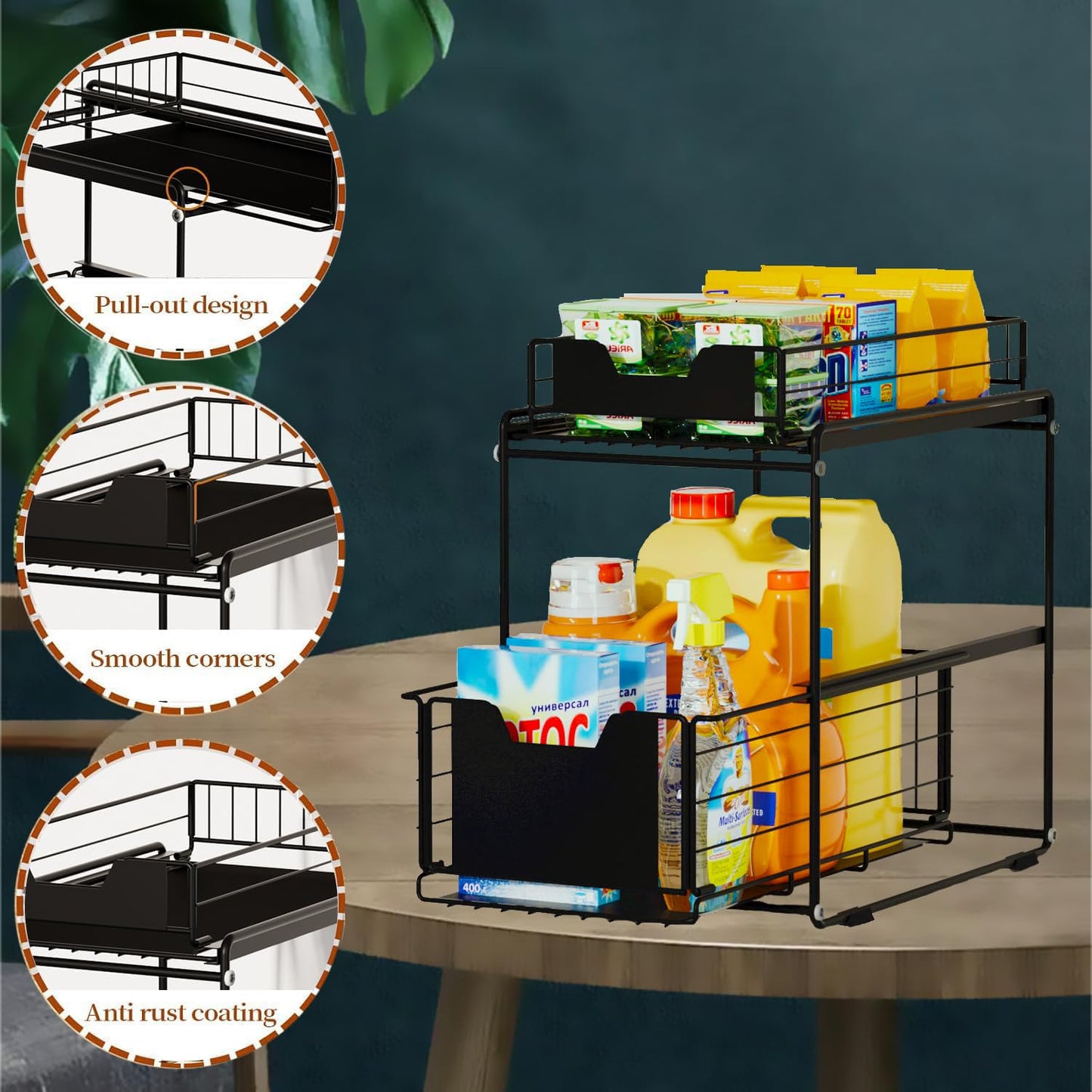 Under Sink Organizer with Sliding Drawer Storage