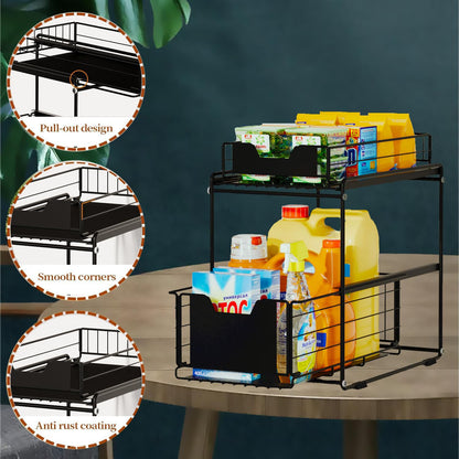 Under Sink Organizer with Sliding Drawer Storage