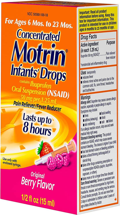 Motrin Infants Ibuprofen Drops, Berry Flavor, 2-Pack