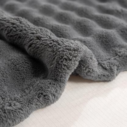 YUSOKI Faux Fur Throw Blanket with 3D Bubbles Super Soft Fuzzy Cozy Thick Blanket for Couch Chair Sofa Gift Home Décor(Grey,50 * 60inches)