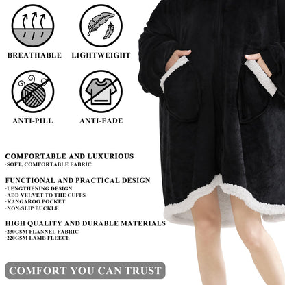 Topcee Unisex Black Sherpa Fleece Hoodie