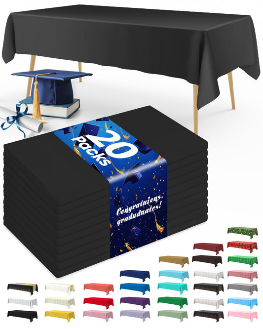 20 Pack Disposable Plastic Tablecloths for Parties