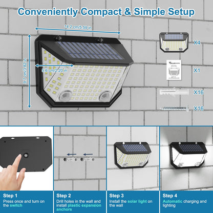 AmeriTop Solar Motion Sensor Lights, 4 Pack