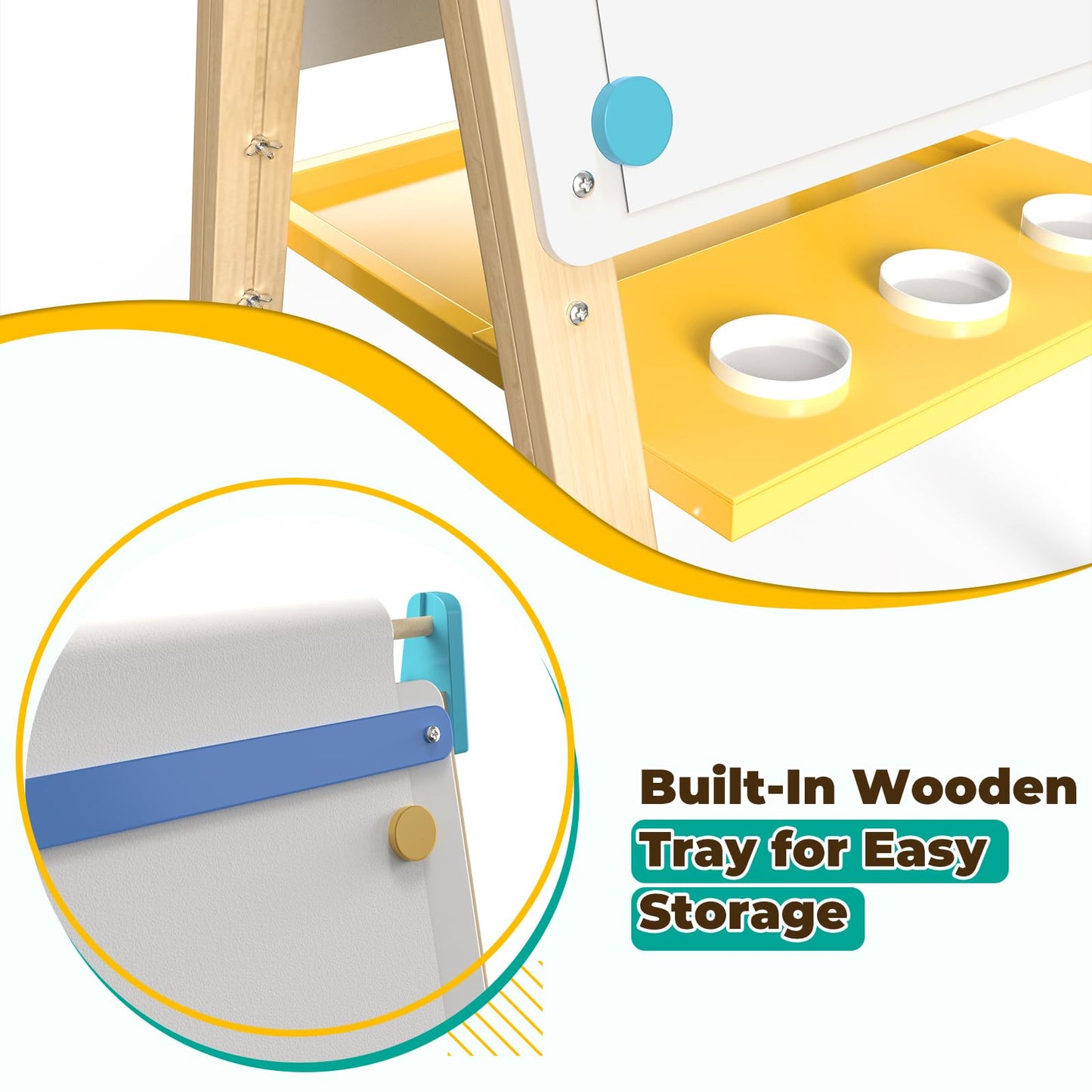 12-in-1 Kids Art Easel with Chalkboard & Whiteboard