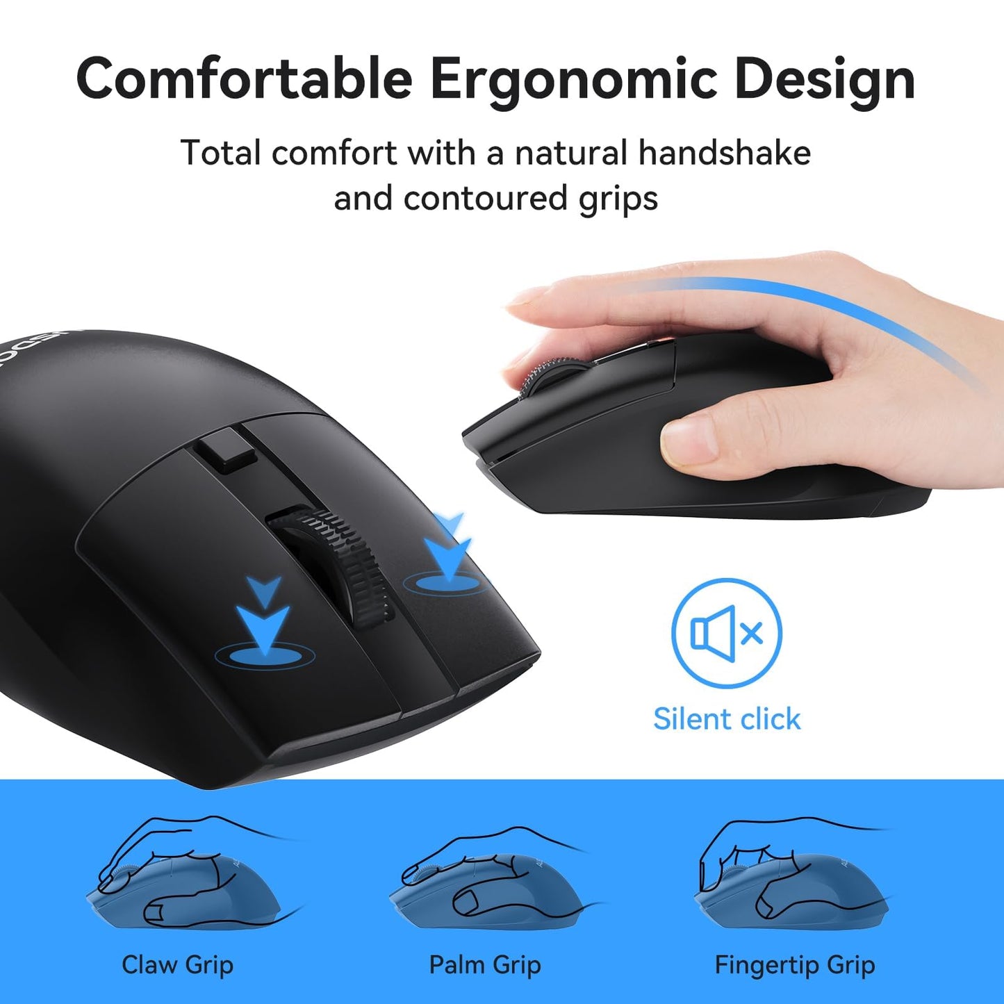 AUSDOM Wireless Mouse with USB Receiver, 1600 DPI