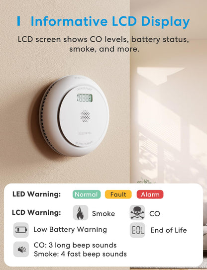 Meross Combination Smoke Carbon Monoxide Alarm Detector