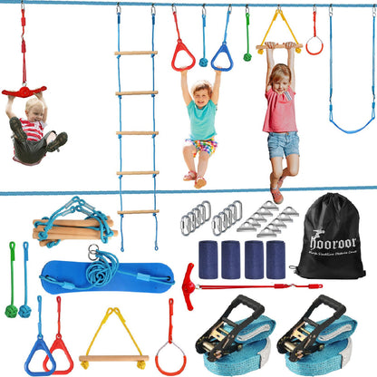 Ninja Warrior Obstacle Course for Kids 2× 52FT