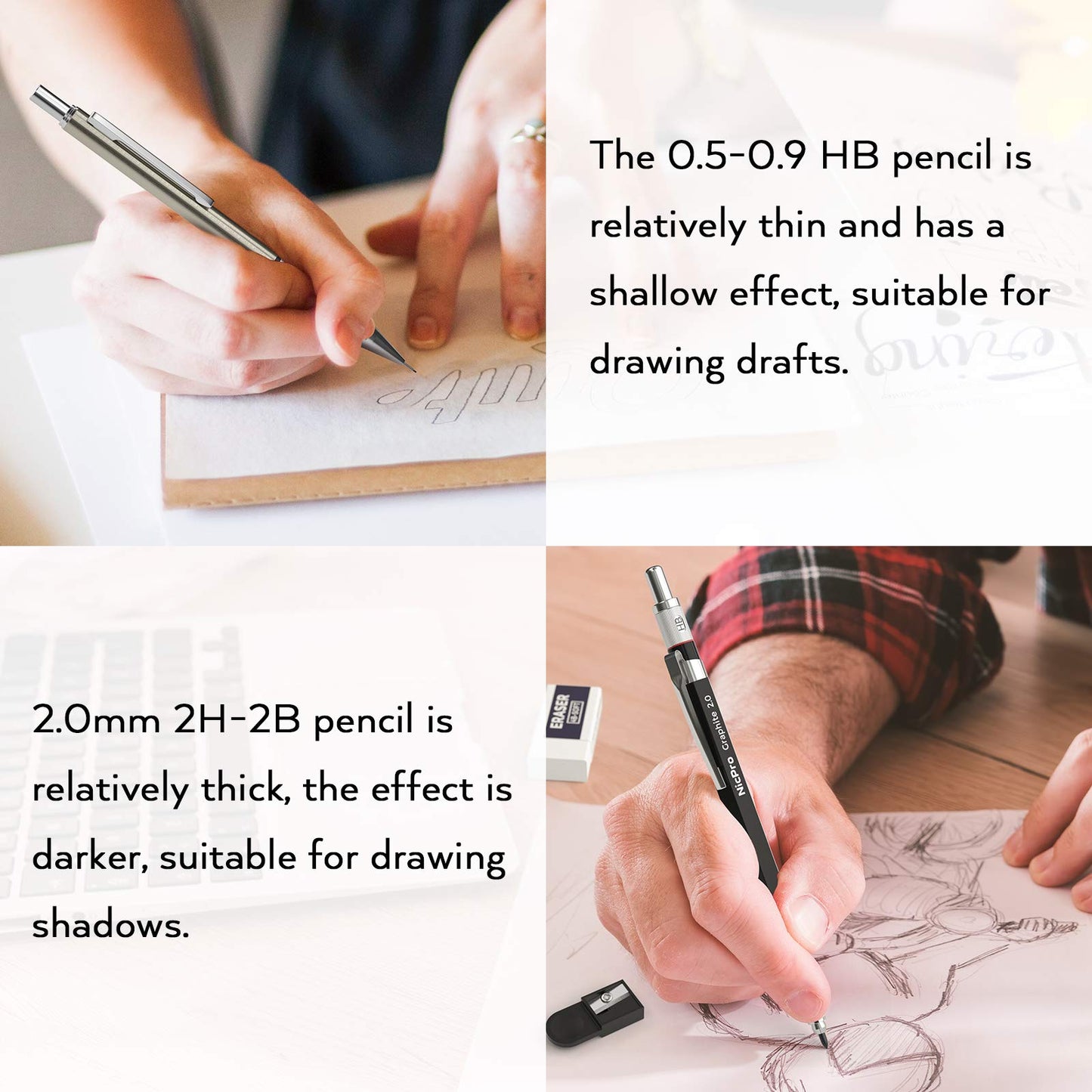 6PCS Nicpro Mechanical Pencil Set for Drawing