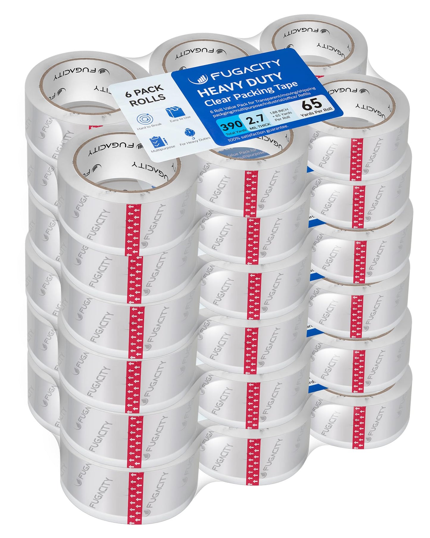 FugaCity Heavy Duty Packing Tape Refills, 36 Rolls