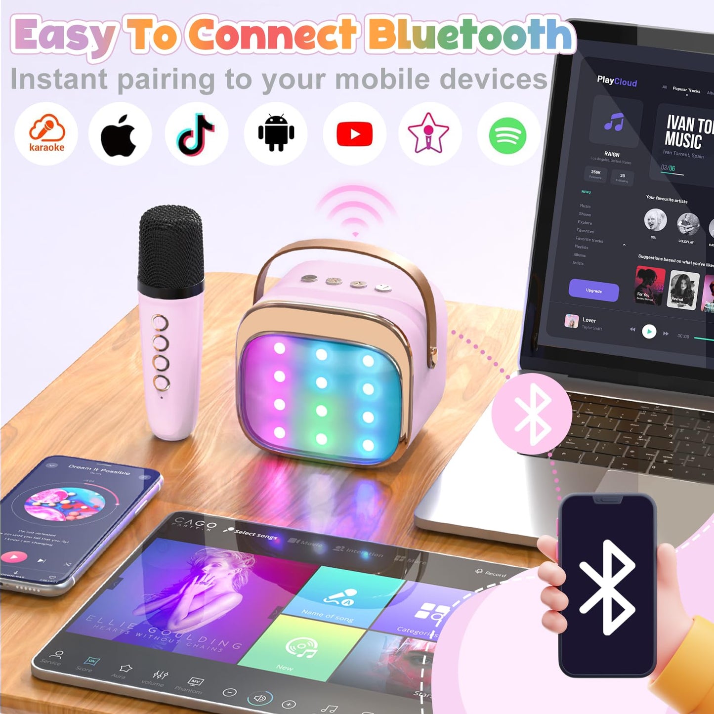Mini Karaoke Machine with Wireless Microphones