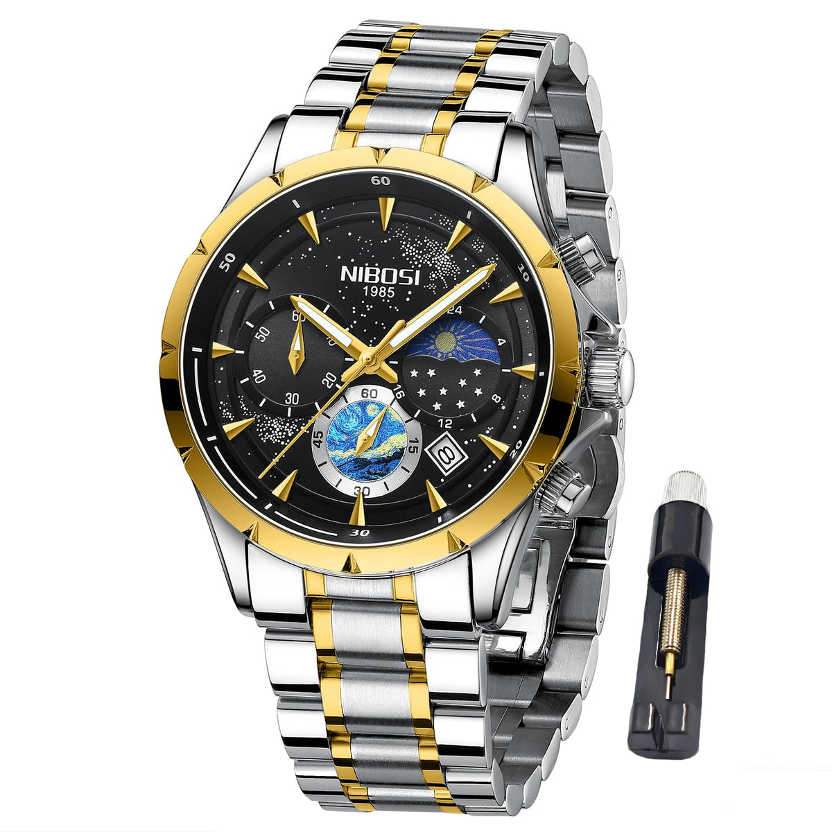 NIBOSI Waterproof Luminous Quartz Stainless Steel Watch