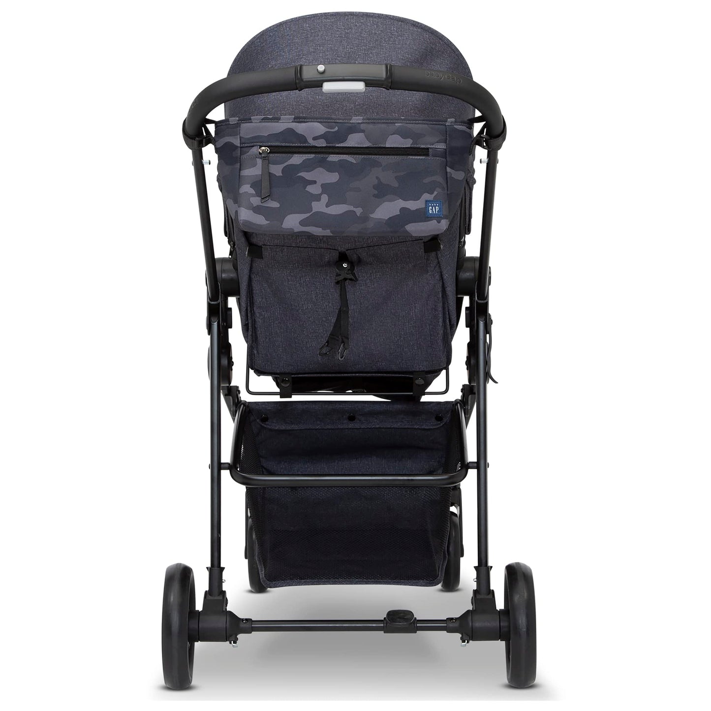 GAP babyGap 2-in-1 Carriage Stroller - Car Seat Compatible - Easy One-Handed Fold - Lightweight Stoller with Oversized Canopy & Reclining Seat - Made with Sustainable Materials, Black Camo