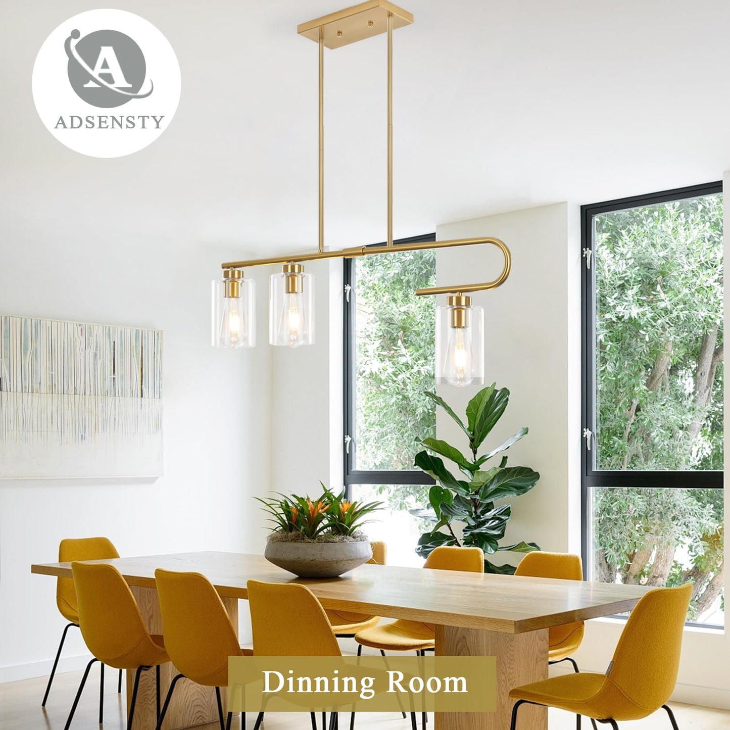 Gold 3-Light Dining Room Chandelier Pendant Light