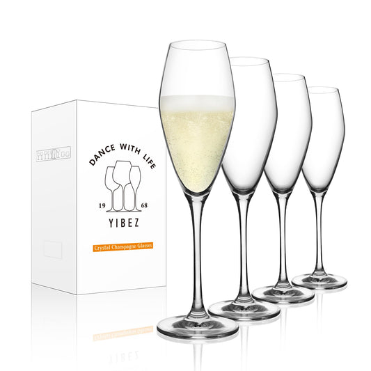 Champagne Flutes Set of 4 Crystal Glasses