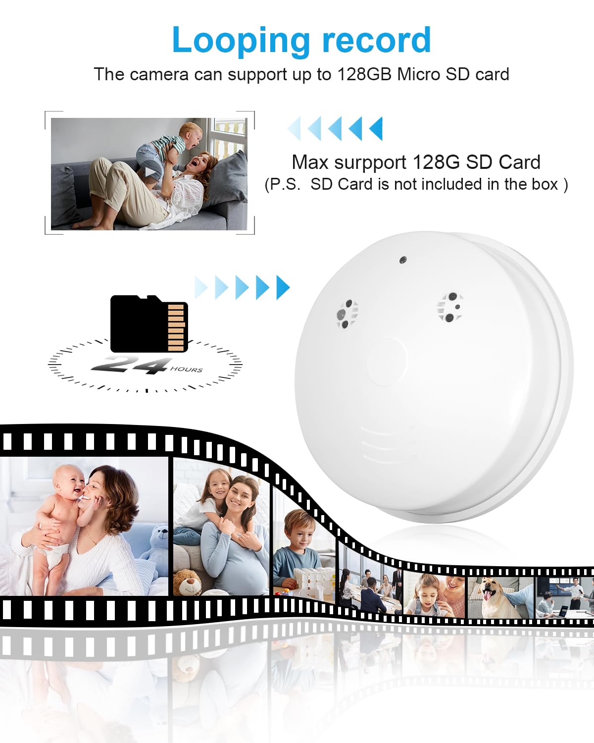 WiFi 1080P Smoke Detector Hidden Camera