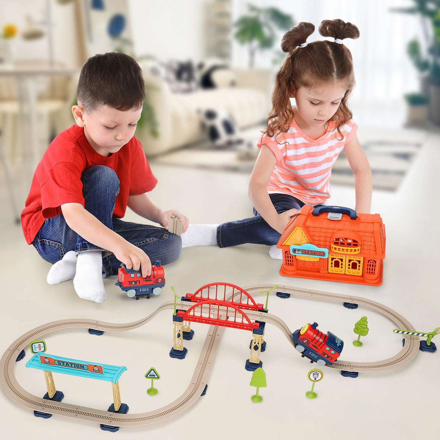 Electric Train Set for Toddlers with Sound