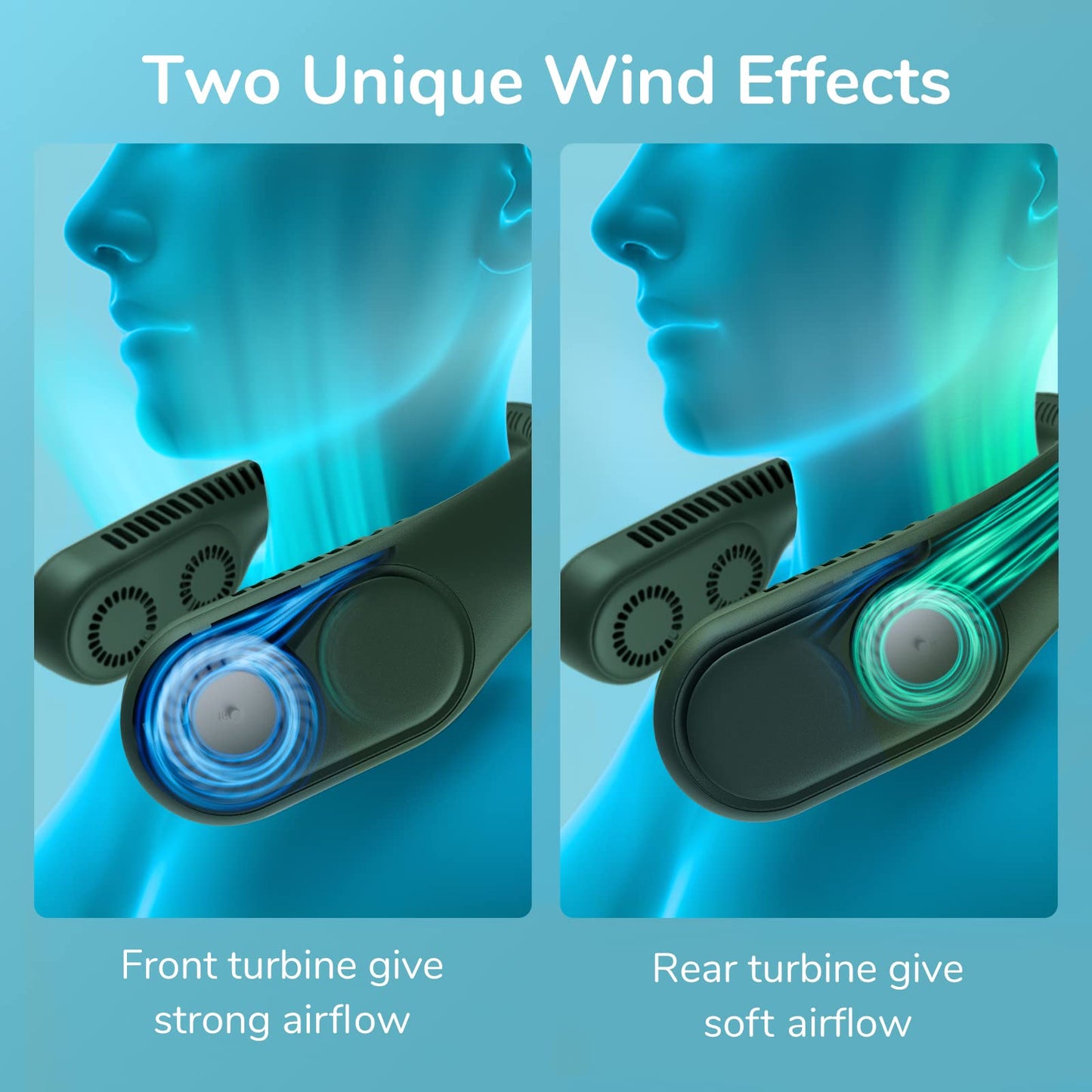 JISULIFE Bladeless Neck Fan, Portable & Rechargeable