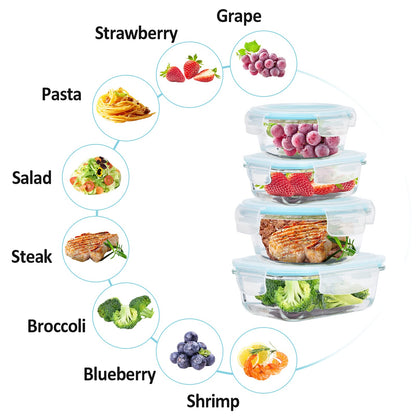 6-Pack Glass Food Storage Containers with Lids