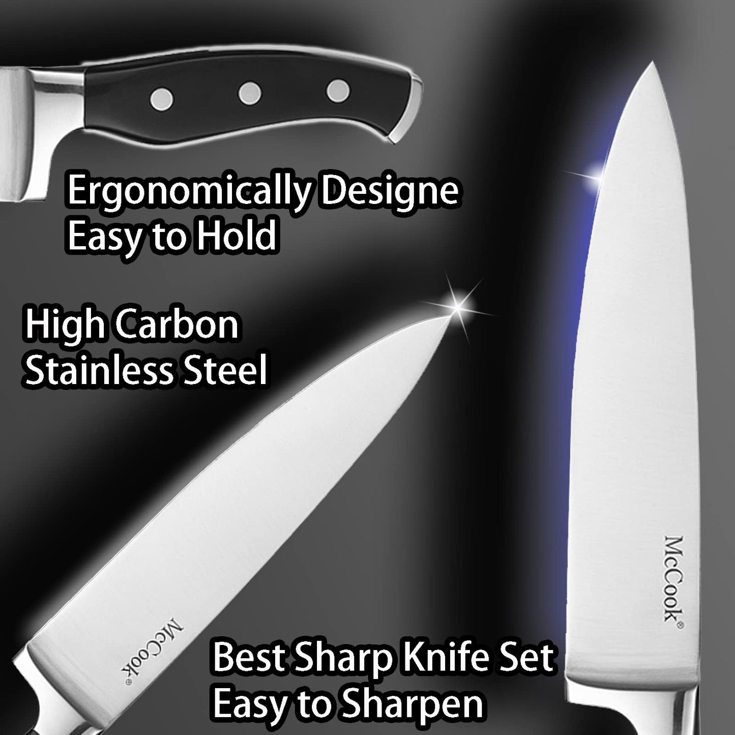 McCook Knife Set with Wooden Block & Sharpener