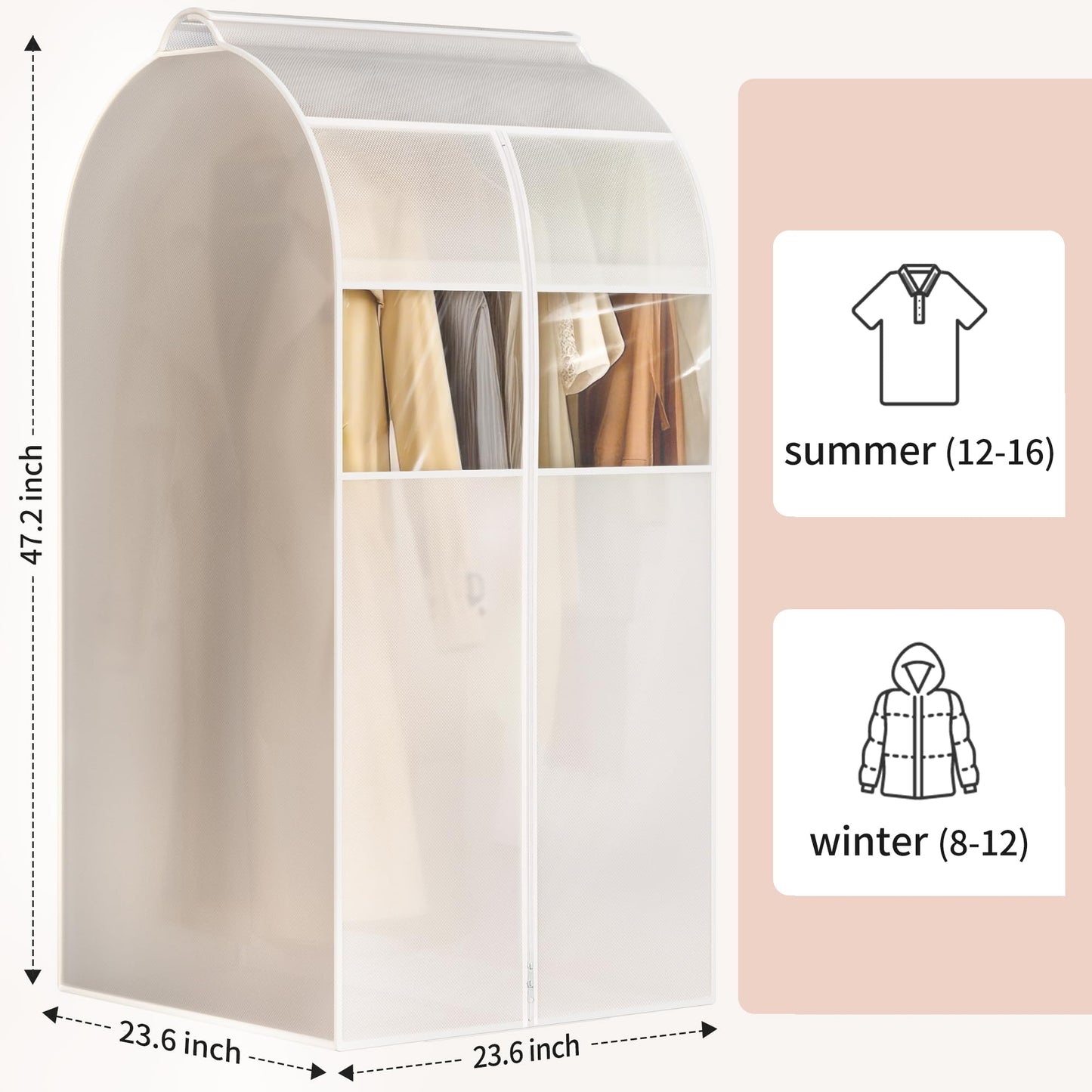 2 Pack Clear Garment Bags for Hanging Clothes