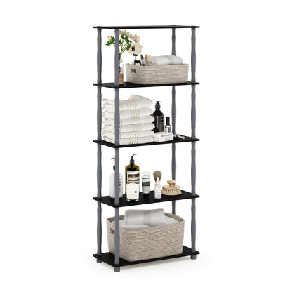 Furinno Turn-N-Tube 5-Tier Multipurpose Shelf / Display Rack / Storage Shelf / Bookshelf, Classic Tubes, Black/Grey