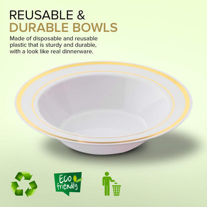 Elegant 12 Oz Gold Disposable Party Bowls - 50 Pack