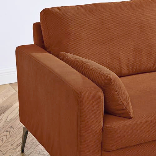 FANYE 3 Pieces Living Room Sofa Sets Include Armchair,Loveseat and 3Seaters Couch,Corduroy Upholstered Tufted Sofa&Couch with 4 Pillows and Metal Legs for Home Office Apartment