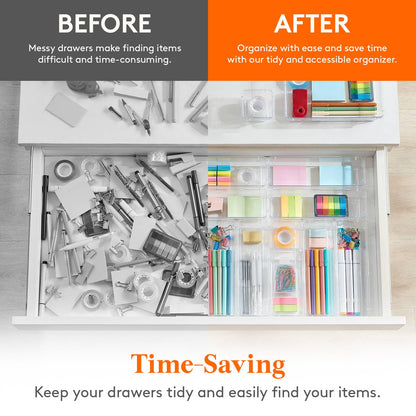 Lifewit 37PCS Clear Plastic Drawer Organizer Set