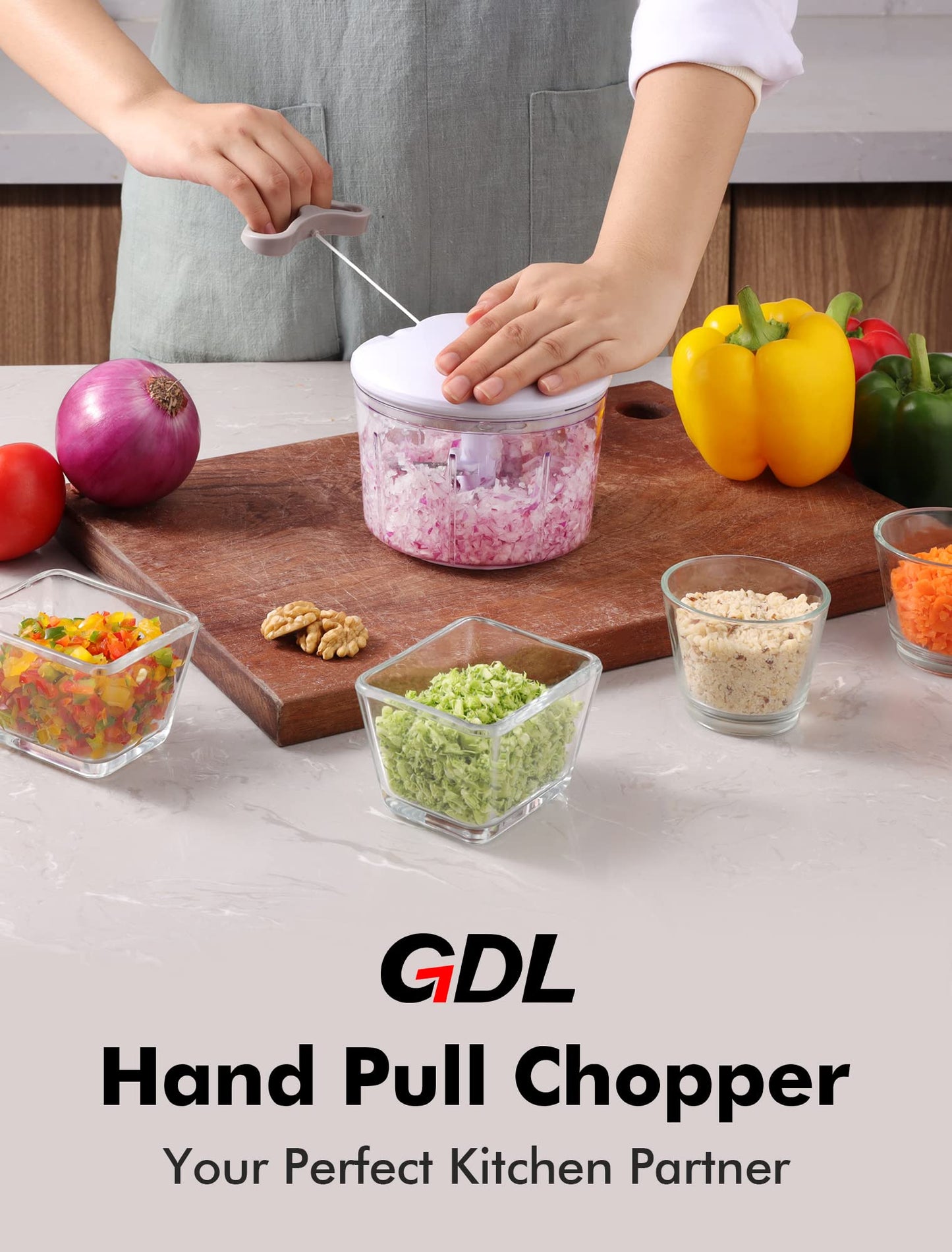 GDL Hand Powered Food Chopper for Vegetables