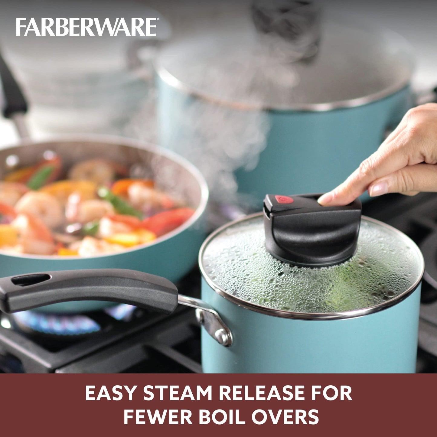 Farberware 14-Piece Nonstick Cookware Set, Aqua