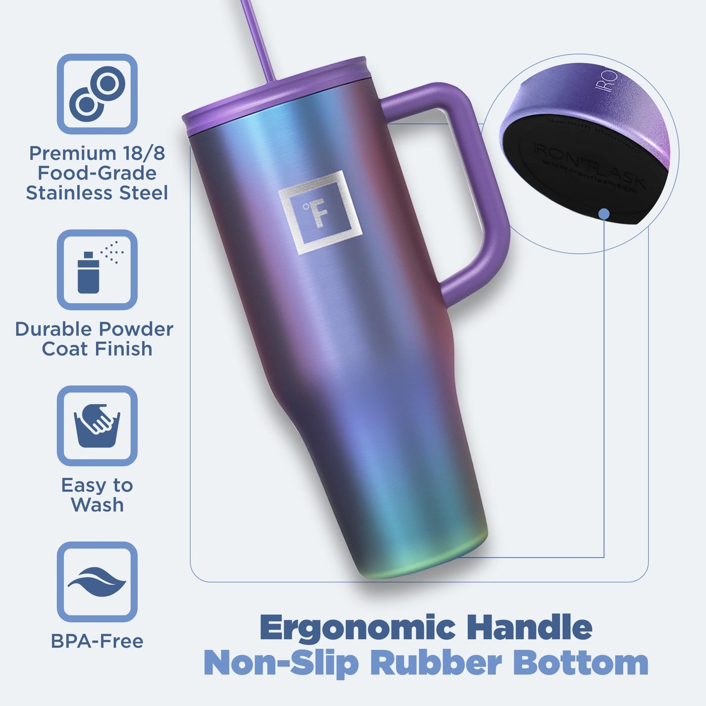 IRON °FLASK Insulated Travel Mug with Straw