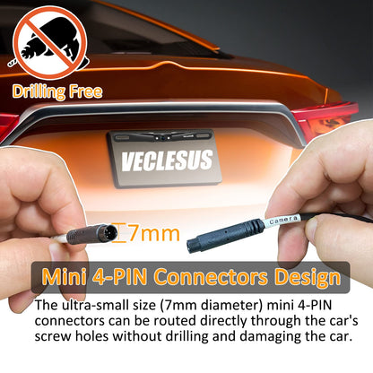 VECLESUS VT1 1080P Wired Car Backup Camera Kit, Easy to Install for Continuous or Reversing Viewing, 4.3" in-Mirror Clip-on Monitor with HD Backup Camera for Cars, Pickups, SUVs, Vans, Sedans, Trucks