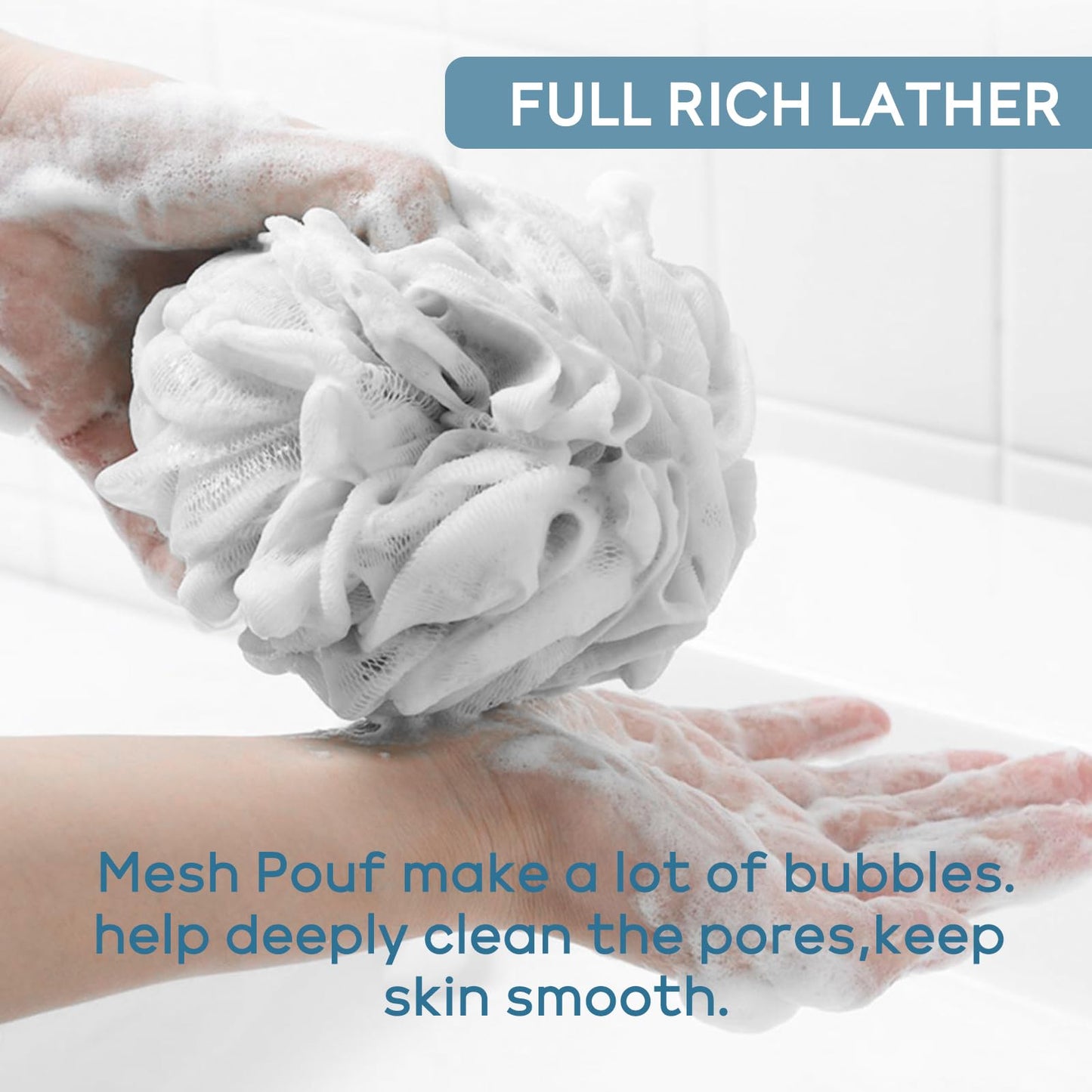 OndaptuLoofahs Bath Sponge Shower Pouf Ball,Mesh Bath Mesh Pouf Mesh Bath and Shower Ball,60g/PCS and Pack of