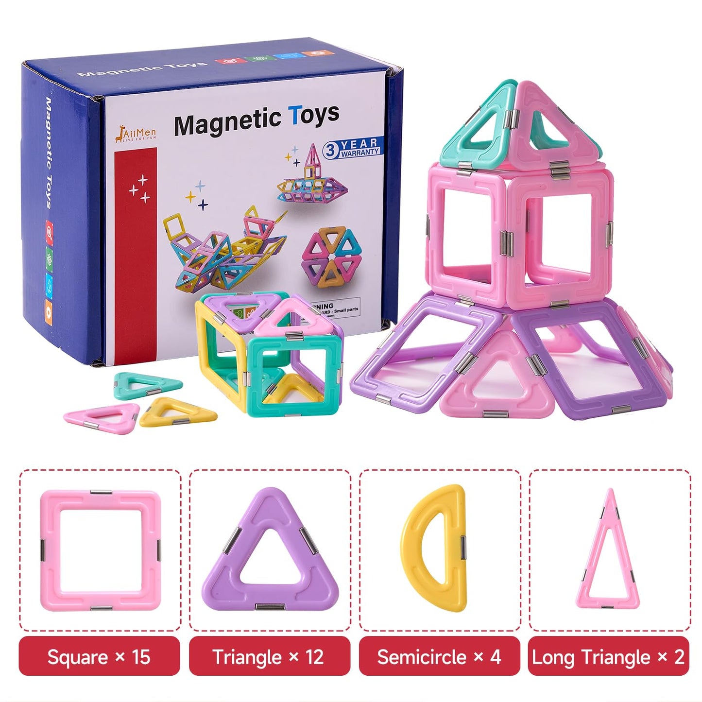 Magnetic Building Tiles Set for Kids 3-8 Years