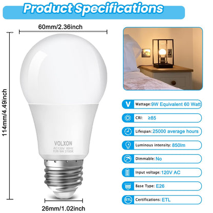 20 Pack Volxon LED Light Bulbs 60 Watt