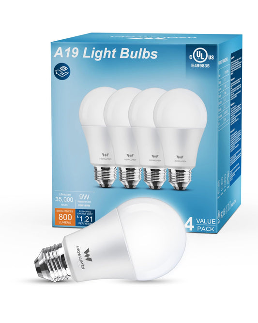 WOWLUMEN A19 9W LED Light Bulb 4-Pack