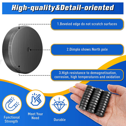 60Pcs Ceramic Magnets Round Disc Magnets,Small Magnets for Crafts with Adhesive Backing, Perfect for Refrigerator Button DIY Cup Tiny Magnet Craft Hobbies, Science Projects- 0.7'' D x 0.19''H