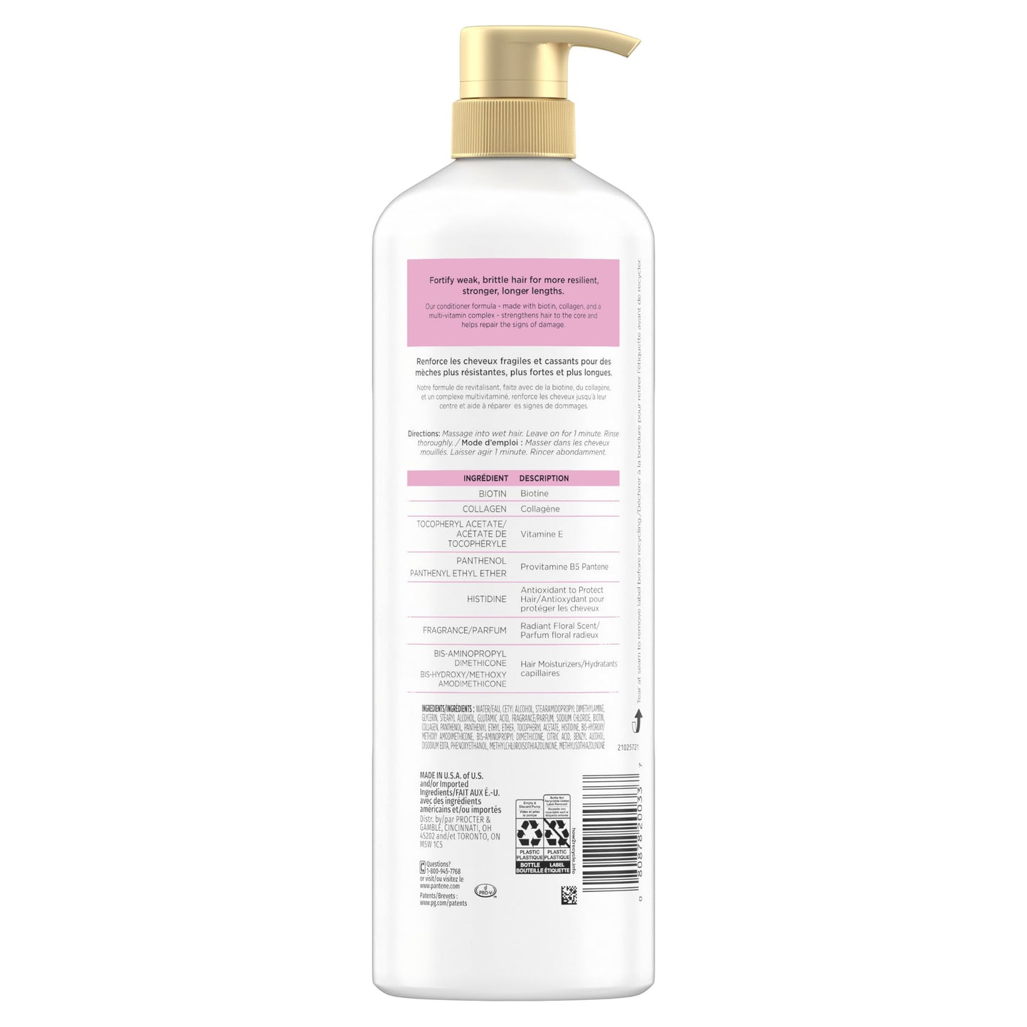 Pantene Conditioner with Biotin & Collagen, 30 Fl Oz