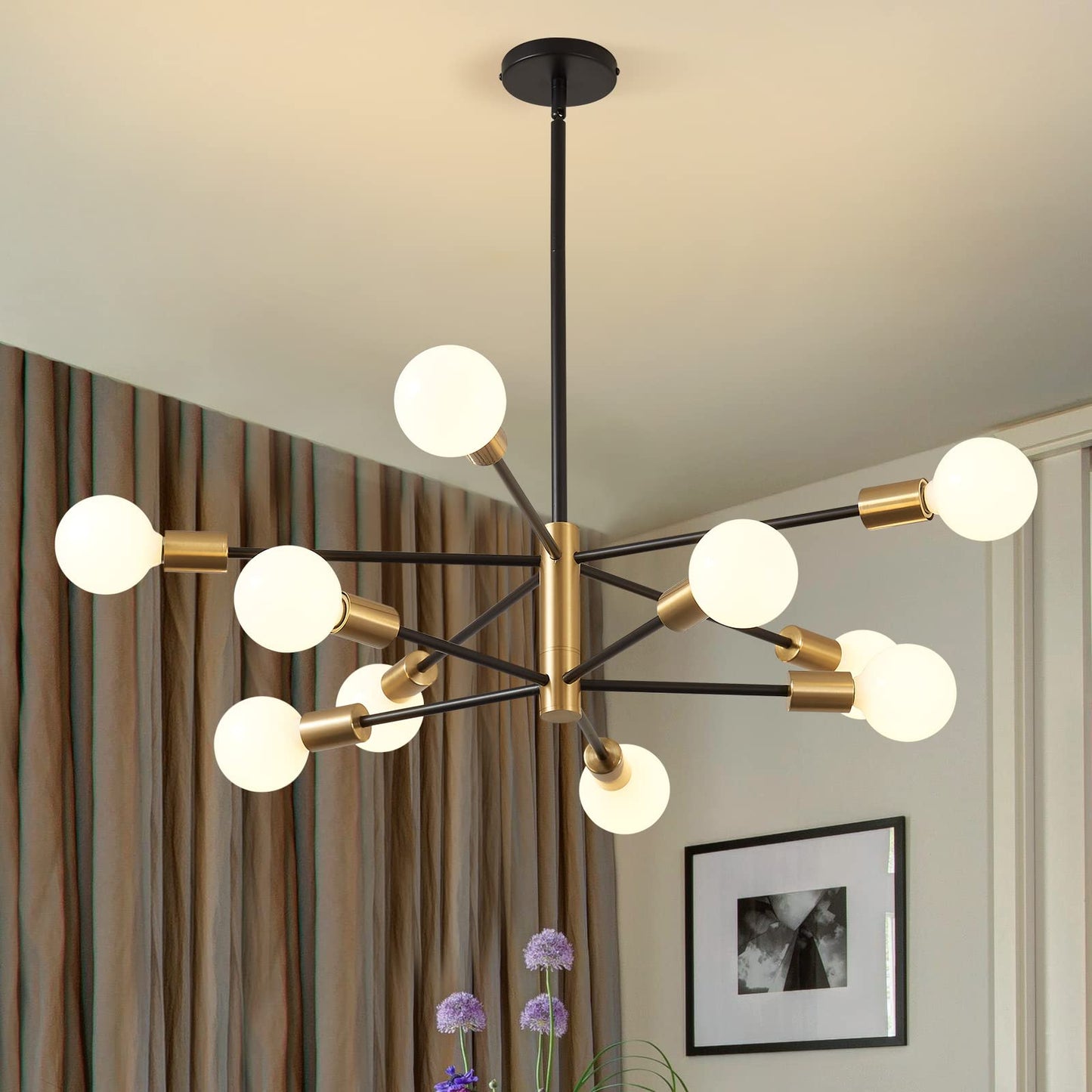 KAISITE 10-Light Modern Sputnik Chandelier