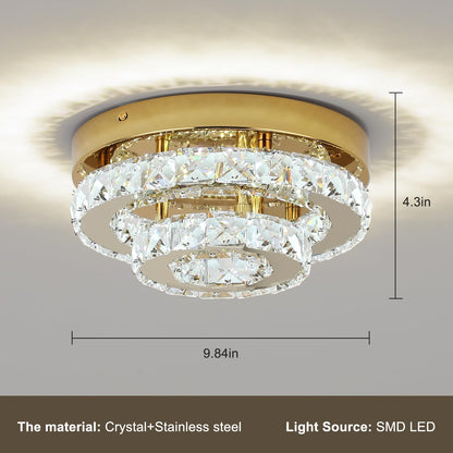 Gold Crystal Flush Mount Ceiling Light 9.8"