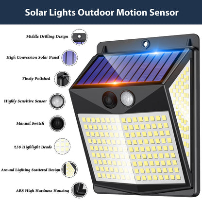 Solar Motion Sensor Lights - 238 LED 2 Pack