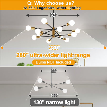 12-Light Sputnik Chandelier for Dining Room