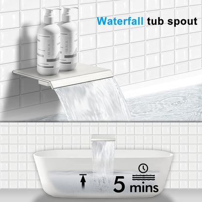UPDATE: DEAD! EMBATHER Shower System with Tub Spout,12 Inch All-Metal Tub Shower Faucet Combo Complete, Wall Mounted Rain Shower Head with Handheld Spray, Brushed Nickle (with Brass Valve and Trim kit)