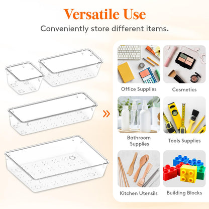 Lifewit 37PCS Clear Plastic Drawer Organizer Set