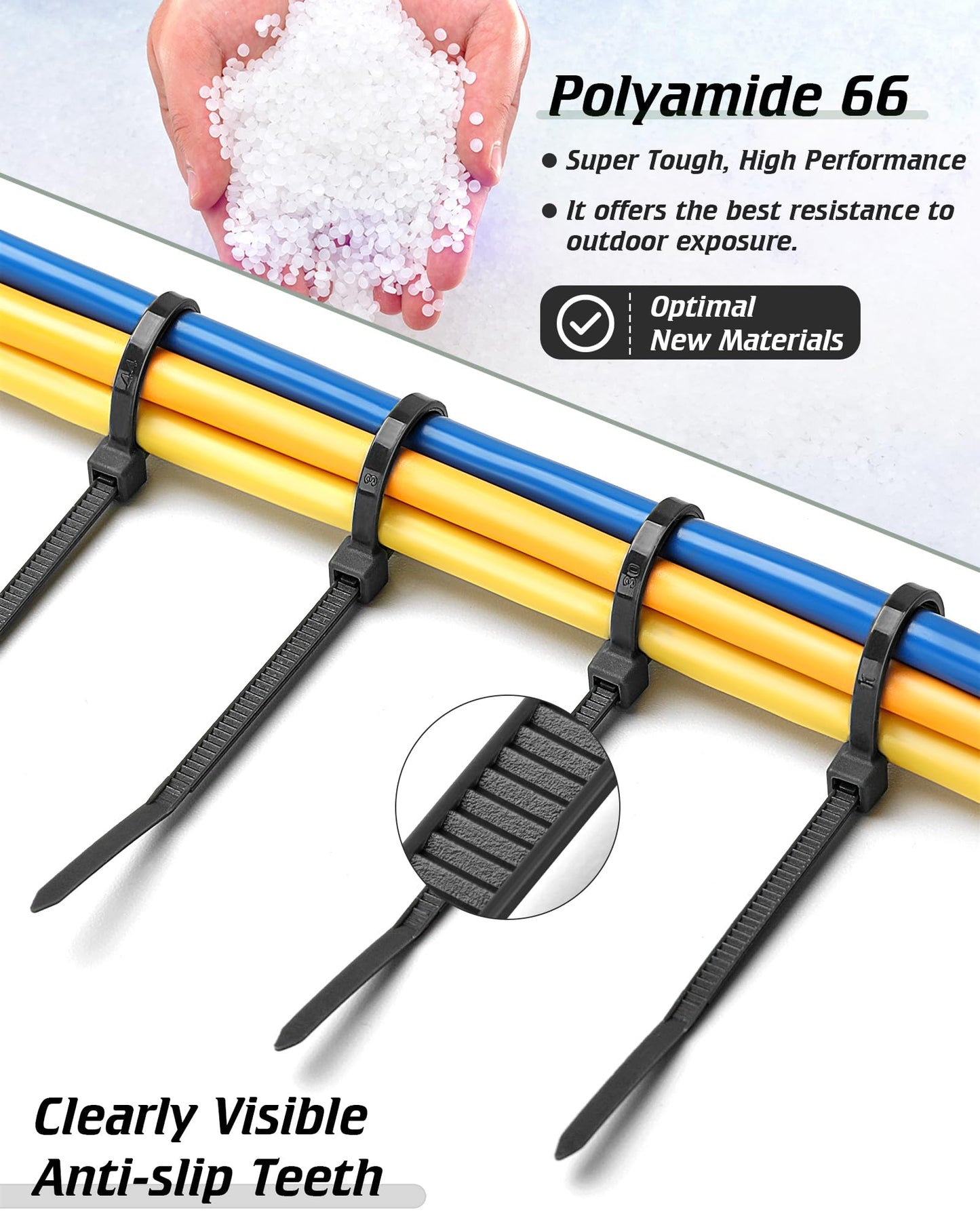 Heavy Duty 6 Inch Black Zip Ties, 100 Pcs
