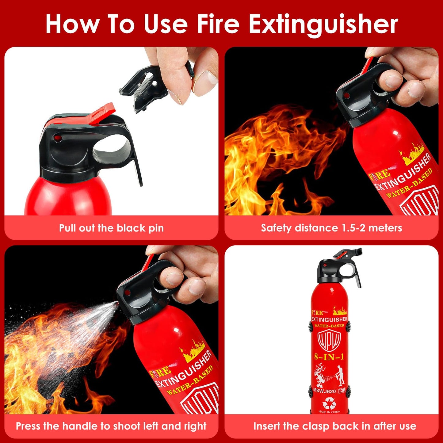 Portable 8-in-1 Fire Extinguisher for Home & Vehicle