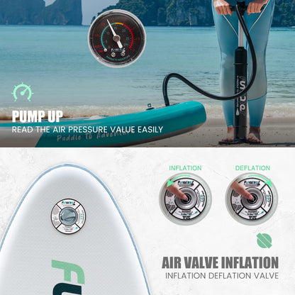 FunWater Inflatable 10'6×33"×6" Ultra-Light (17.6lbs) SUP for All Skill Levels Everything Included with Stand Up Paddle Board, Adj Floating Paddles, Pump, ISUP Travel Backpack, Leash,Waterproof Bag