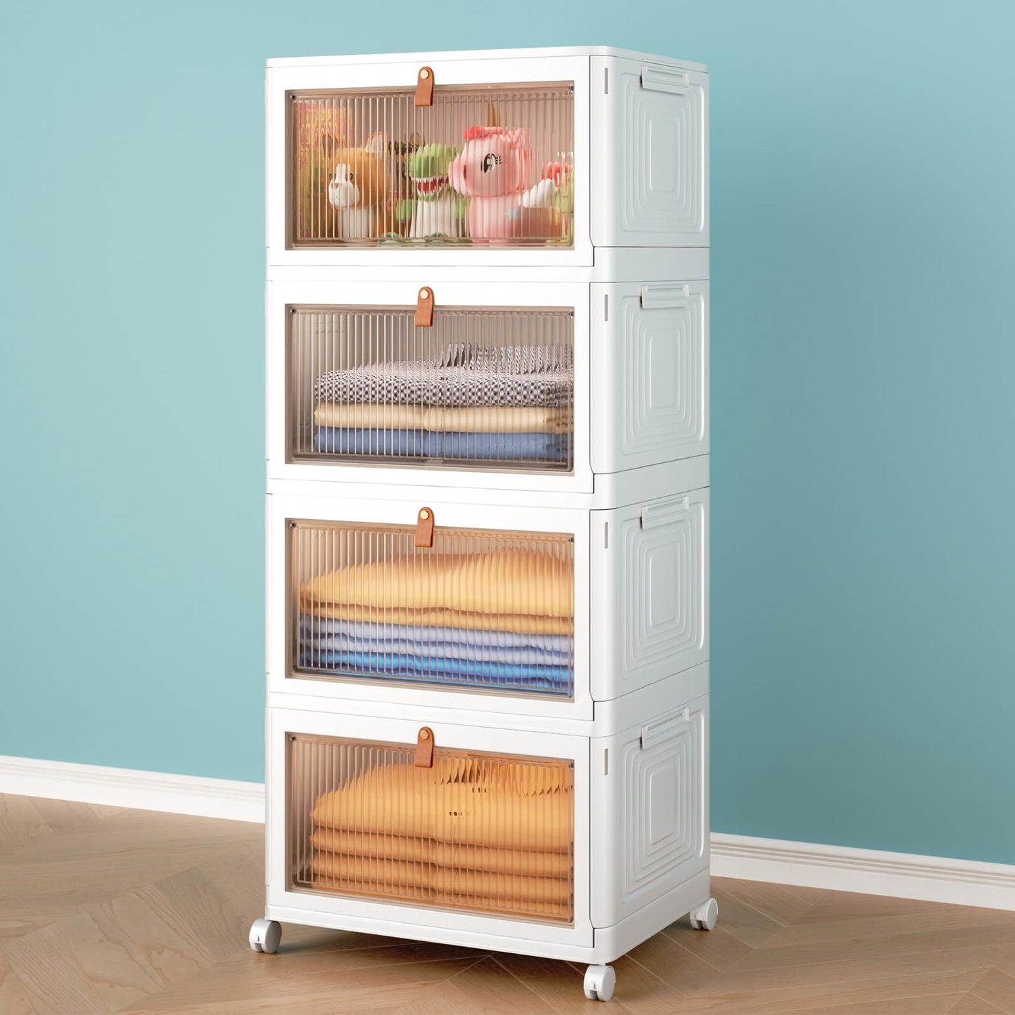 4-Tier Stackable Storage Bins with Wheels